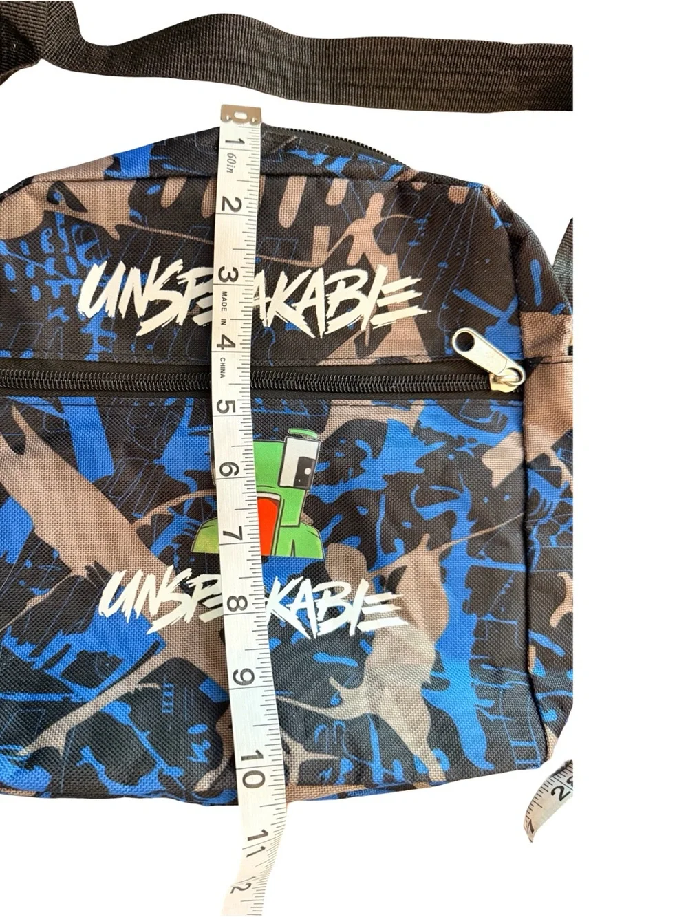 Unspeakable Blue Camo Crossbody Bag | Minecraft Frog Graphic | Kids Gamer Bag